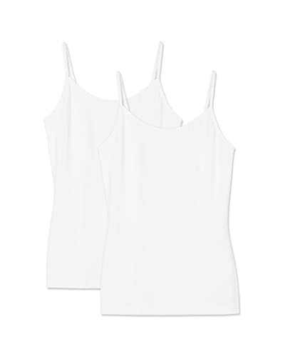Snocks Unterhemd Damen aus 95% Bio Baumwolle (2er-Pack) M (38/40) Klassische Träger Top Weiß Größe M 38 40 Spaghetti Top unter Pullover Shirt Tank Untershirt von Snocks