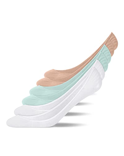 Snocks Füßlinge (6x Paar) Ballerina Socken Damen und Kinder Mix4 (White/Light Blue/Rose) Größe 35-38 Sneaker Socken Damen Füßlinge Damen Sneaker Socken Sneakersocken Ballerina Socken Damen von Snocks