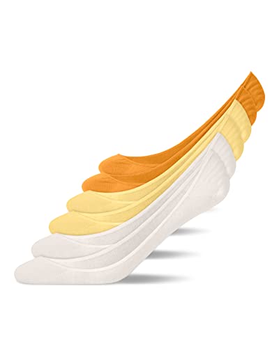 Snocks Füßlinge für Damen & Herren (6x Paar) Ballerina Socken Damen 35-38 - Mix (Orange/Gelb/Creme) von Snocks