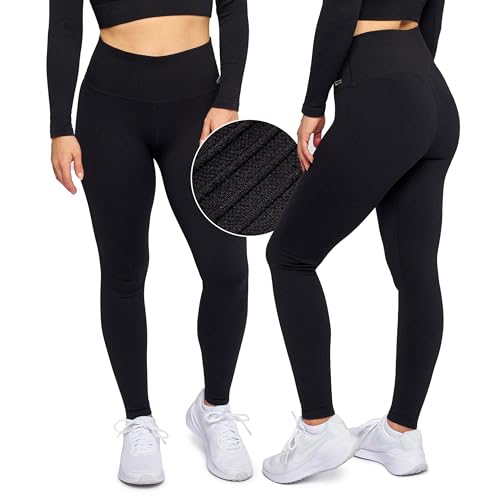 Snocks Gerippte High Waist Leggings Damen – Nahtloses Design, Blickdicht & Elastisch – Sportleggins lang für Alltag & Training, Yoga Hose oder Laufhose – Größe 3XL von Snocks
