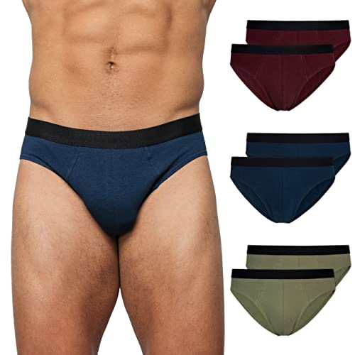 Snocks Unterwäsche Slip für Herren 6er Pack - Atmungsaktiver Bio-Baumwolle für Sport und Alltag - Unterhosen mit weichem und strapazierfähigem Bund - Gr.M, Farbe Navy, Rot, Olivgrün von Snocks