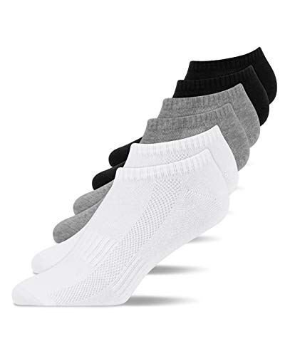 Snocks Herren & Damen Sneaker Socken (6x Paar) Lange Haltbarkeit Dank Bester Qualität 2x Schwarz + 2x Weiß + 2x Grau, 35 - 38 von Snocks