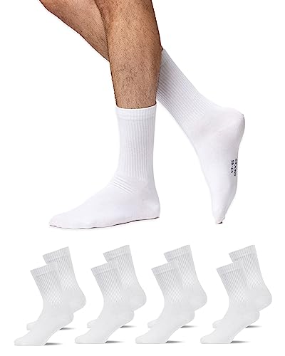 Snocks Herren & Damen Tennissocken (4x Paar) Lange Haltbarkeit Dank Bester Qualität, 01 Weiß (4x Paar), 43 - 46 von Snocks