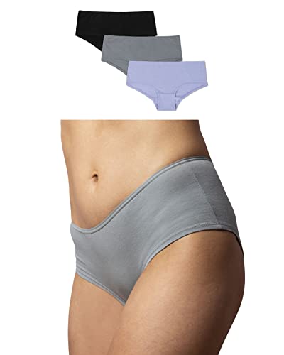 Snocks Hipster Damen (3X) - Unterwäsche Damen Slip aus Baumwolle (XS-XL) (3X Mix1, L) Grau Lila Unterhosen Damen Panty Schwarze Panties L (42/44) von Snocks