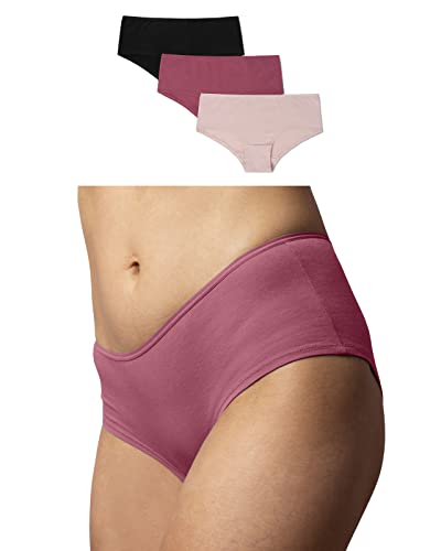 Snocks Hipster Damen (3X) - Unterwäsche Damen Slip aus Baumwolle (XS-XL) (3X Mix2, L) Größe 40/42 Rosa Pink Unterhosen Damen Panty Schwarze Panties von Snocks