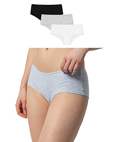 Snocks Hipster Damen (3X) - Unterwäsche Damen Slip aus Baumwolle Größe S (36/38) Weiß Schwarz Grau Unterwäsche Frauen Damen Slip Panty von Snocks