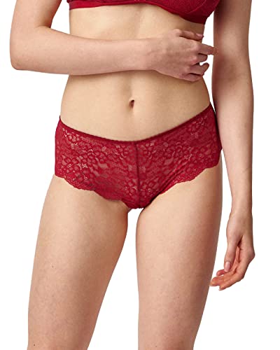 Snocks 3er Pack Hipster Full Lace - Damen Baumwolle Panties aus Spitze - Push-Up Unterhose Damen Slip - Dunkelrot - XS von Snocks