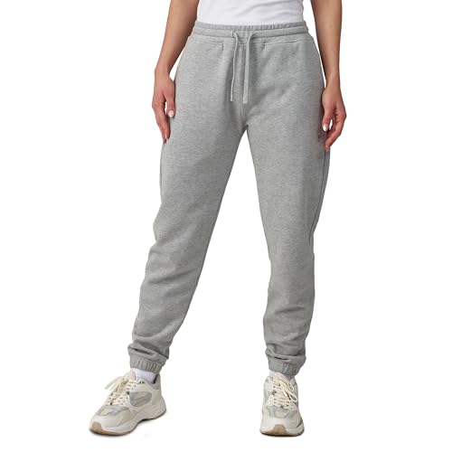 Snocks Jogginghose Damen - Komfortable Sporthose Damen mit Reißverschlusstaschen und Kuscheligem Innenfutter - Stilvolle Laufhose aus 100% Bio-Baumwolle - Ideal für Freizeit und Training L Grau von Snocks