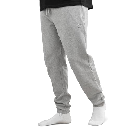 Snocks Jogginghose Herren – Bequeme Sporthose mit Reißverschlusstaschen & kuscheligem Innenfutter – Stylische Laufhose aus 100 % Bio-Baumwolle – Ideal für Freizeit, Training & Alltag L Grau von Snocks