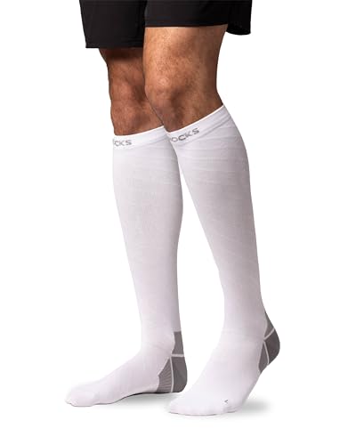 Snocks Kompression Socken - Verbesserte Performance - Kompressionsstrümpfe Damen Herren - Idealer Begleiter beim Laufen, Radfahren oder Flugreisen - Weiß - 47-50 von Snocks
