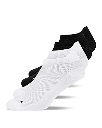 Snocks Kurze Laufsocken für Damen und Herren 4 Paar - Rutschfeste und Atmungsaktive Sportsocken - Running Socks ideal für den Sport - Gr. 39-42 - Farbe Mix (Schwarz/Weiß) von Snocks