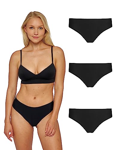 Snocks Mikrofaser Hipster Damen Schwarz L/40 - Nahtlose unsichtbare Unterwäsche bequem stilvoll Mikrofaser Panty Damen Unterwäsche Frauen Unterhosen schwarz 40 von Snocks