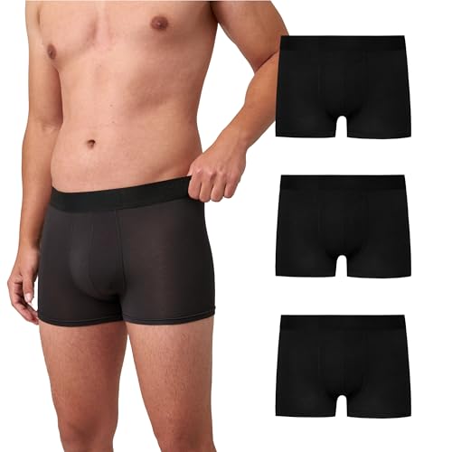 Snocks Premium Boxershorts Herren Ohne Logo aus weichem Lenzing Modal (3er Pack) - Ultraleichte und Atmungsaktive Boxershorts - Unterwäsche Männer ohne Kratzenden Etiketten - Gr. XL - Farbe Schwarz von Snocks