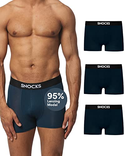 Snocks Premium Boxershorts Herren aus weichem Lenzing Modal (3er Pack) - Ultraleichte und Atmungsaktive Boxershorts - Unterwäsche Männer ohne Kratzenden Etiketten - Gr. M - Farbe Navy von Snocks