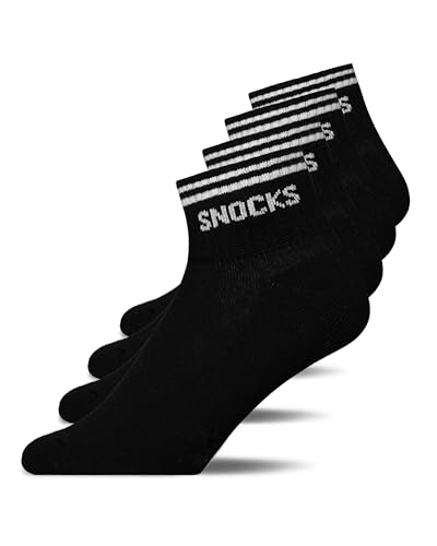 Snocks Retro Sneaker Socken (4 Paar) aus Bio Baumwolle - Knöchelsocken mit Streifen - Ankle Socks Herren & Damen - 39-42 von Snocks