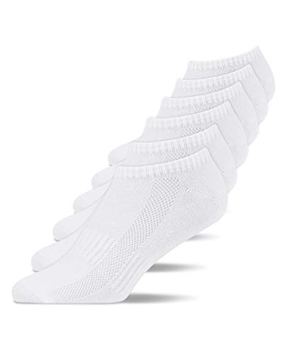 Snocks Männer und Frauen Sneaker Socken 6er Set Gr. 43-46 I Füßlinge passend für alle Schuhe I Dünne, auch für Hausschuhe geeignet I Egal ob für die Arbeit, gemütlich Zuhause oder Gym I Weiß von Snocks