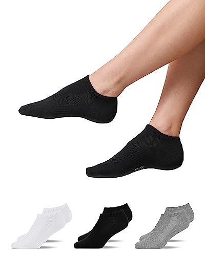 Snocks Sneaker Socken Herren & Damen 6 Paar aus Bio-Baumwolle - Weiche und Atmungsaktive Kurze Socken, Ideal für Sport & Alltag - Knöchelsocken Gr.47-50 Farbe Mix (Schwarz/Hellgrau/Weiß) von Snocks