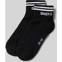 Snocks Socken mit Label-Schriftzug Modell 'Retro Ankle' im 2er-Pack in Black, Größe 35-38 von Snocks