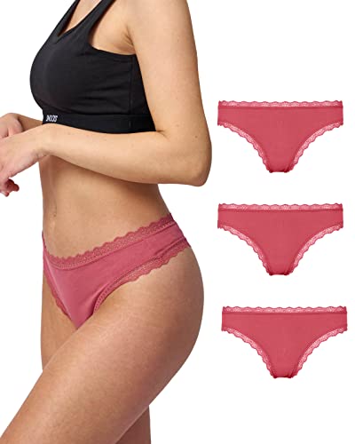 Snocks Spitzentanga 3er Set Gr. XL I Sexy Damen Tanga I Tangas mit Baumwollanteil I Underwear Women I Hot Unterwäsche Damen I Slip Damen I Angenehme Passform für jeden Körpertyp I Mauve von Snocks