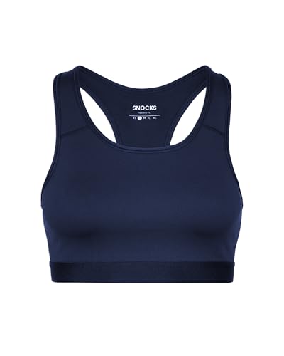 Snocks Sport BH für Damen - Sportunterwäsche Perfekter Halt ohne Einzuschränken - Schnell trocknend und unterstützend Fitness Bustier - Multifunktionaler Fitness Bra - Gr. L, Farbe Dunkelblau von Snocks