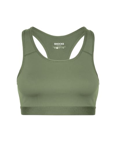 Snocks Sport BH für Damen - Sportunterwäsche Perfekter Halt ohne Einzuschränken - Schnell trocknend und unterstützend Fitness Bustier - Multifunktionaler Fitness Bra - Gr. L, Farbe Seegrün von Snocks
