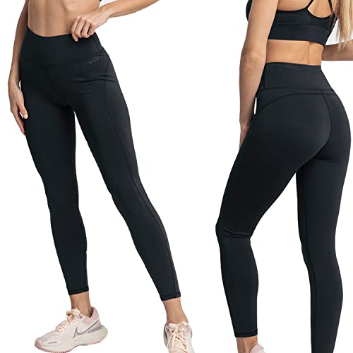 Snocks Sexy Sport Leggings Damen Gr. S I Lange Sport Leggings Mädchen für jeden Körpertyp I Booty Po Hintern betonend I Eng anliegend I Shape Sport Leggings mit Handytasche I Schwarz von Snocks