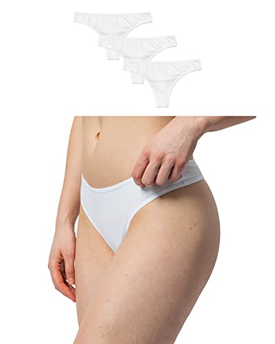 Snocks Tanga 3er Set Gr. S I Sexy Damen Tanga I Tangas mit Baumwollanteil I Underwear Women I Hot Unterwäsche Damen I Slip Damen I Angenehme Passform für jeden Körpertyp I Weiß von Snocks