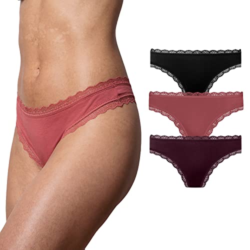 Snocks Spitzentanga 3er Set Gr. M I Sexy Damen Tanga I Tangas mit Baumwollanteil I Underwear Women I Hot Unterwäsche Damen I Slip Damen I Angenehme Passform für jeden Körpertyp I Mix 2 von Snocks