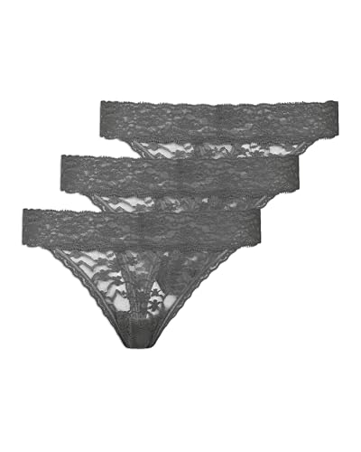 Snocks Tanga Damen mit Spitze aus Bio-Baumwolle 3er Pack - String Damen Klassisches Design - Angenehmes Tragegefühl ohne Einschneiden - Unsichtbare Unterwäsche - Mix Xmas (Dunkelblau - S von Snocks