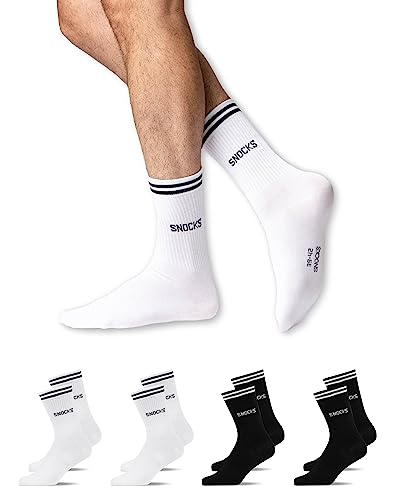 Snocks Tennissocken mit Streifen für Damen und Herren: Ideale Sportsocken aus Biobaumwolle - passend für jeden Sneaker und jeden Style - Tennissocken herren35-38 von Snocks