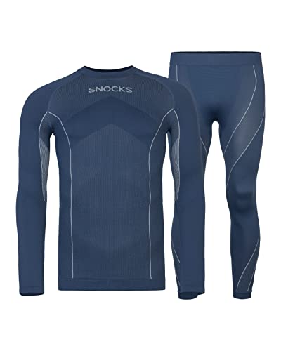 Snocks Thermounterwäsche Herren - Atmungsaktives und warmes Material, Perfekte Passform, Ideal für Verschiedene Sportarten - Skiunterwäsche, Funktionsunterwäsche - Gr. XXL - Farbe Navy von Snocks