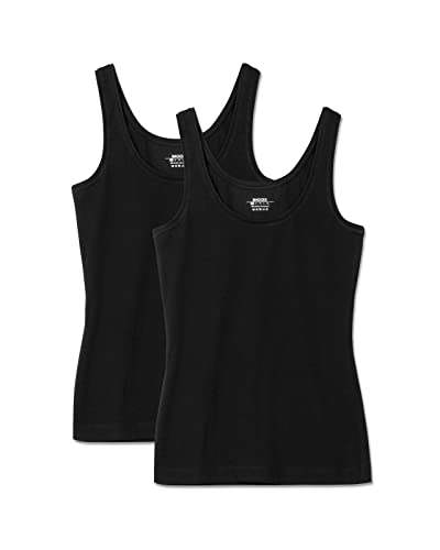 Snocks Top Damen aus Bio-Baumwolle 2er Pack - Körperbetonte Passform - Hochwertige Unterhemden mit klassischen Trägern - Schwarz - L Snocks Top Damen aus Bio-Baumwolle 2er Pack - Körperbetonte Passform - Hochwertige Unterhemden mit klassischen Trägern - Schwarz - L von Snocks