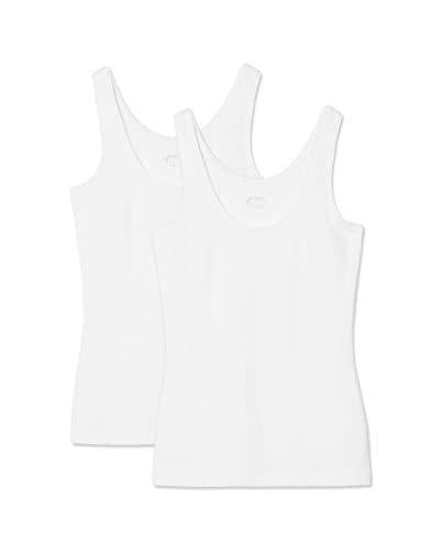 Snocks Top Damen aus Bio-Baumwolle 2er Pack - Körperbetonte Passform - Hochwertige Unterhemden mit klassischen Trägern - Weiß - L von Snocks