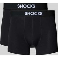 Snocks Boxershorts mit elastischem Logo-Bund im 2er-Pack in Black, Größe L von Snocks