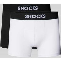 Snocks Boxershorts mit elastischem Logo-Bund im 2er-Pack in Black, Größe XXL von Snocks