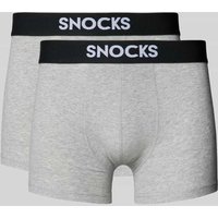 Snocks Boxershorts mit elastischem Logo-Bund im 2er-Pack in Mittelgrau Melange, Größe XXL von Snocks