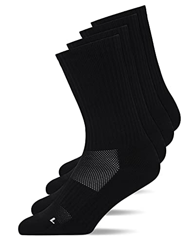 Snocks Hohe Kompressions Laufsocken 4 Paar - Funktionssocken Herren Damen - Atmungsaktive Tennissocken - Sportsocken ohne Verrutschen - Gemütlich und weich - Gr. 35-38 - Farbe Schwarz von Snocks