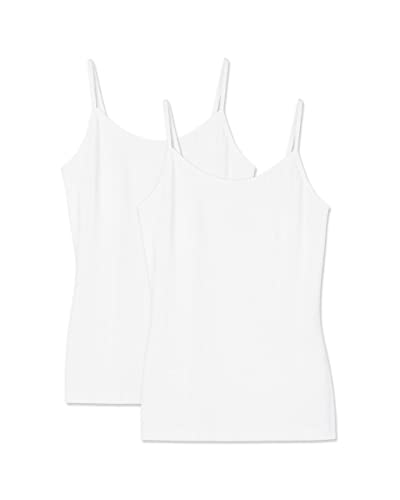 Snocks Unterhemd Damen aus 95% Bio Baumwolle (2er-Pack) L (42/44) Klassische Träger Top Weiß Größe L 42 Spaghetti Top unter Pullover Shirt Tank Untershirt von Snocks