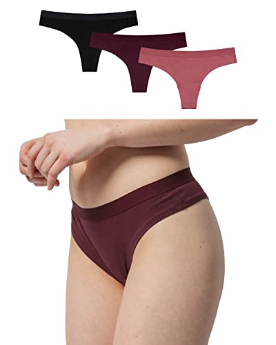 Snocks Unterhosen Damen Unterwäsche Frauen Brazilian Slip 3er Pack Damen Unterwäsche Baumwolle Slip Damen Unterhosen Schwarz Rot Größe S (36) Slips Pantys Hipster Damen von Snocks