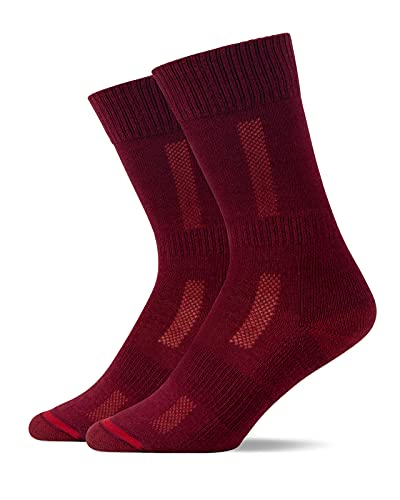 Snocks Wandersocken für Damen und Herren- Atmungsaktive und geruchsfreie Outdoor Trekkingsocken - Anti-Blasen Allrounder - Perfekte Passform - Rot - 43-46 von Snocks