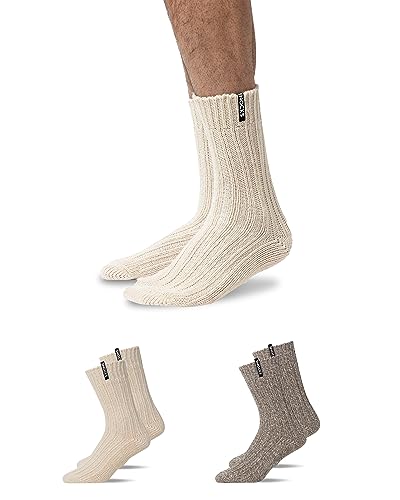 Snocks Wollsocken Herren 2x Winter Norweger Socken Herren Weiss Größe 43-46 Dicke Socken Norwegersocken Warme Socken Strick Socken Kuschelsocken von Snocks