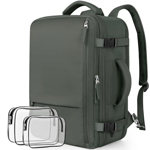 Snoffic Reiserucksack, Handgepäckrucksack für Herren und Damen, Rucksack für Herren, Flugreisen, 43,9 cm (17,3 Zoll) Laptop-Rucksack, Olivgrün, 16.53 x 11.41 x 7.87 inches(L x W x D), Reiserucksäcke von Snoffic