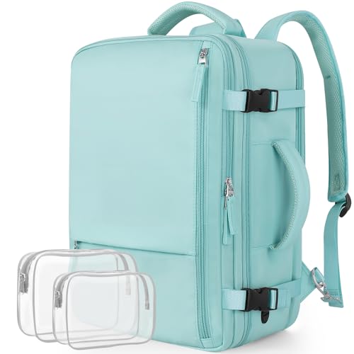 Snoffic Reise-Laptop-Rucksack für Herren und Damen, 43,8 cm (17,3 Zoll) Handgepäck-Backapck, blau/grün, Large, Reiserucksäcke von Snoffic