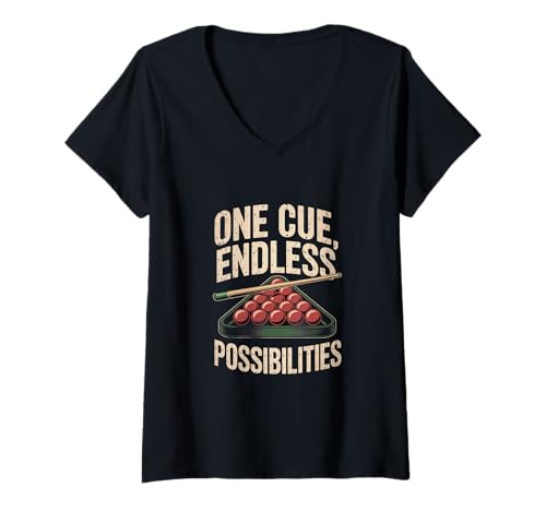 Damen One Queue Endless Possibilities Snooker T-Shirt mit V-Ausschnitt Damen One Queue Endless Possibilities Snooker T-Shirt mit V-Ausschnitt von Snooker Player and Coaches