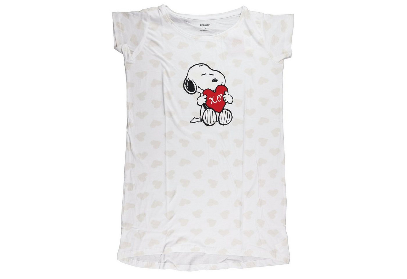 Snoopy Kurzarmshirt Snoopy in Love Damen Schlafshirt Nachthemd Gr. S bis XL, 100% Baumwolle von Snoopy