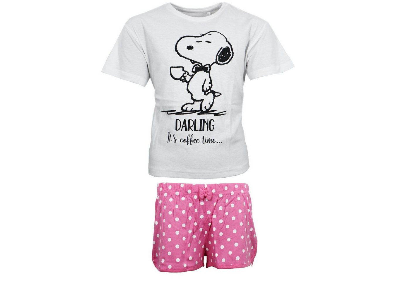 Snoopy Schlafanzug Snoopy Mädchen kurzarm Pyjama Shirt Shorts Gr. 134 bis 164, Baumwolle von Snoopy