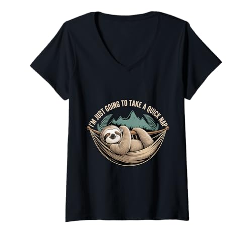 Damen I'm Just Going to Take A Quick Nap Faule Entschuldigung |- T-Shirt mit V-Ausschnitt Damen I'm Just Going to Take A Quick Nap Faule Entschuldigung |- T-Shirt mit V-Ausschnitt von Snooze -Nickerchen -Schlaf Entschuldigung