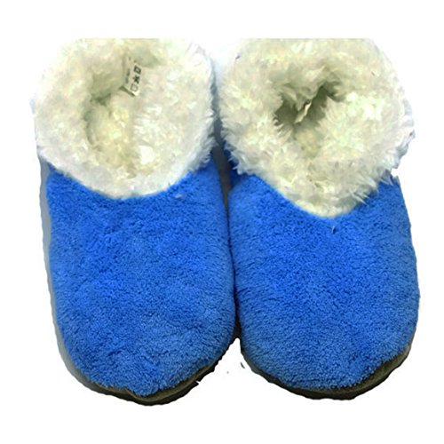 Snoozies ® weiche Flauschige Hausschuhe - Plüsch Patschen Plush Solids (36-37, blau) von Snoozies