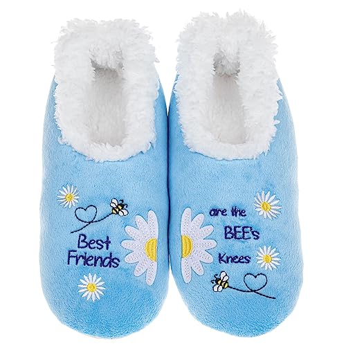 Snoozies Superweiche Sherpa-Paarteile mit Bienen, für Damen, Größen 36-40, hellblau, Large von Snoozies