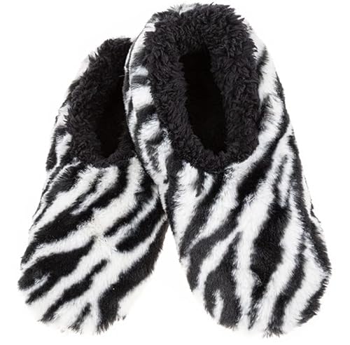Snoozies! Wild Side Superweiche Damen-Hausschuhe mit rutschfester Sohle, Damengrößen 36-40, zebra, Small von Snoozies